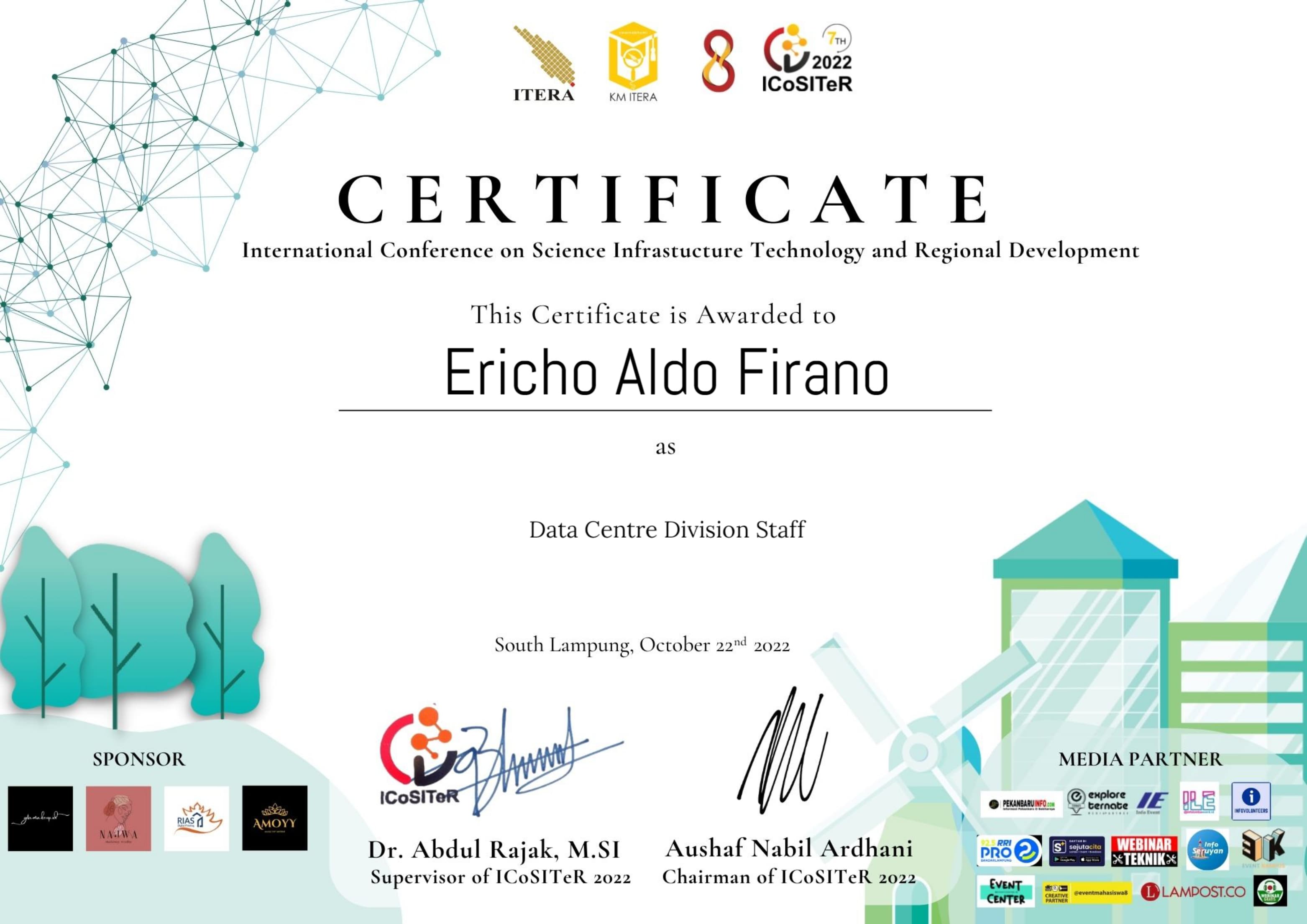 International Conference on Science Infrastucture Technology and Regional Development